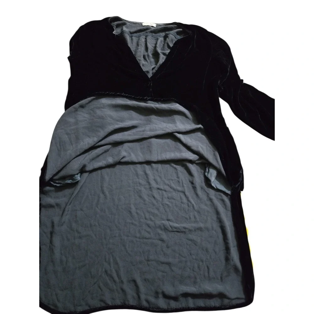 Free People X CP Shades Jacey Blue Velvet Part Silk Tunic Dress‎ Pockets Size S